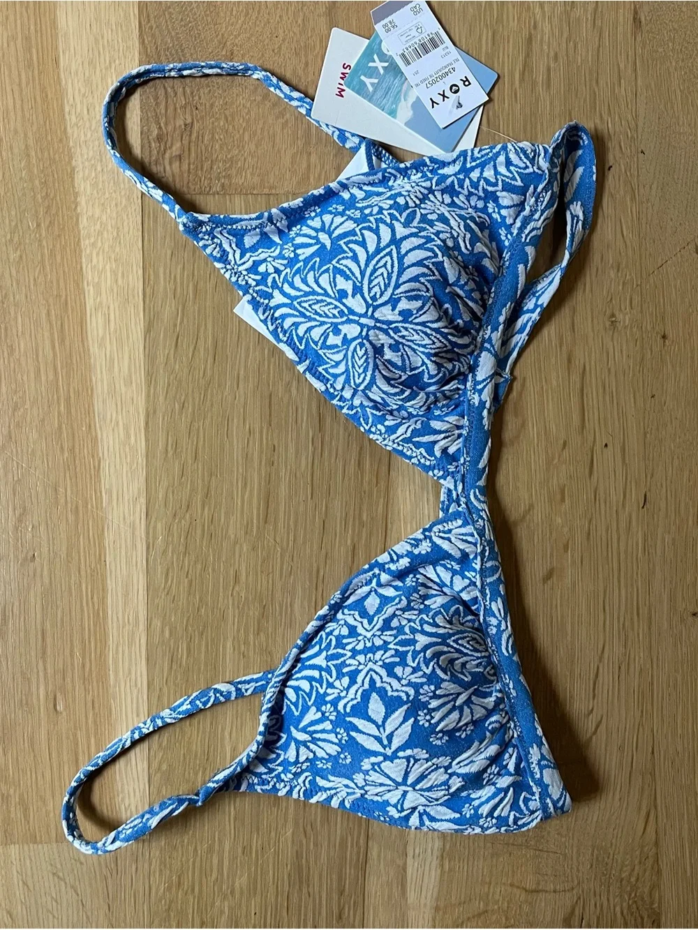 Blue & White Floral Bikini Top